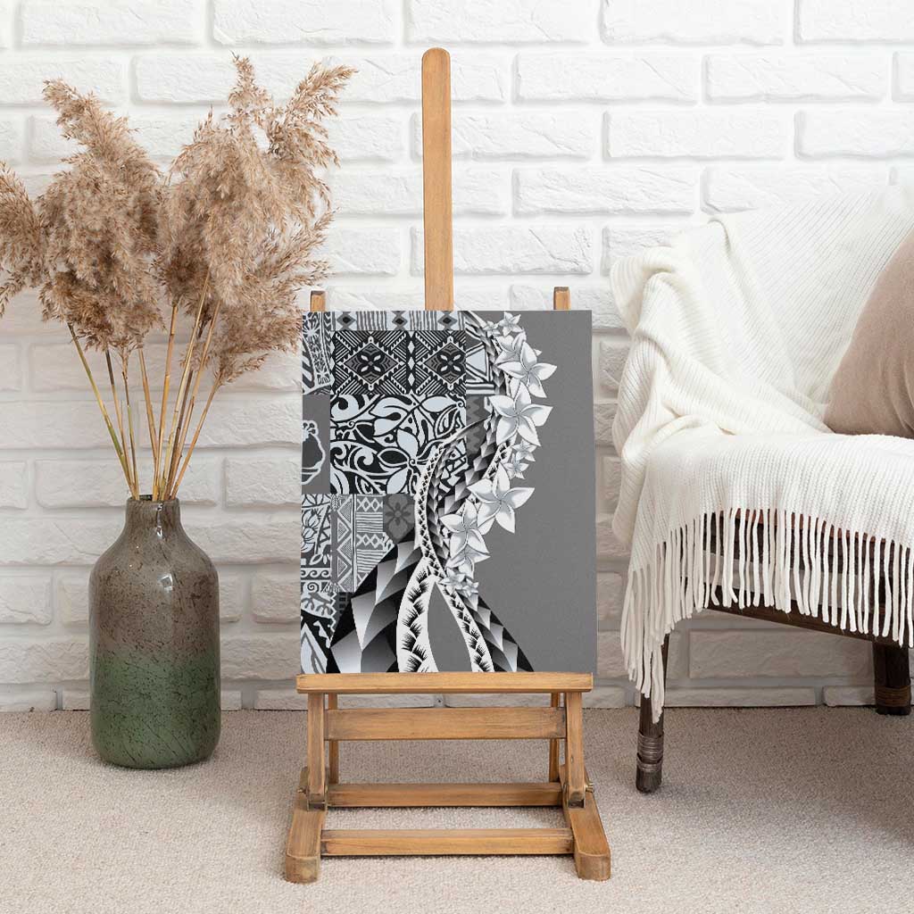 Aloha Vintage Plumeria Hawaiian Tapa Pattern Canvas Wall Art Gray Hawaiian Tapa Pattern LT9 - Polynesian Pride