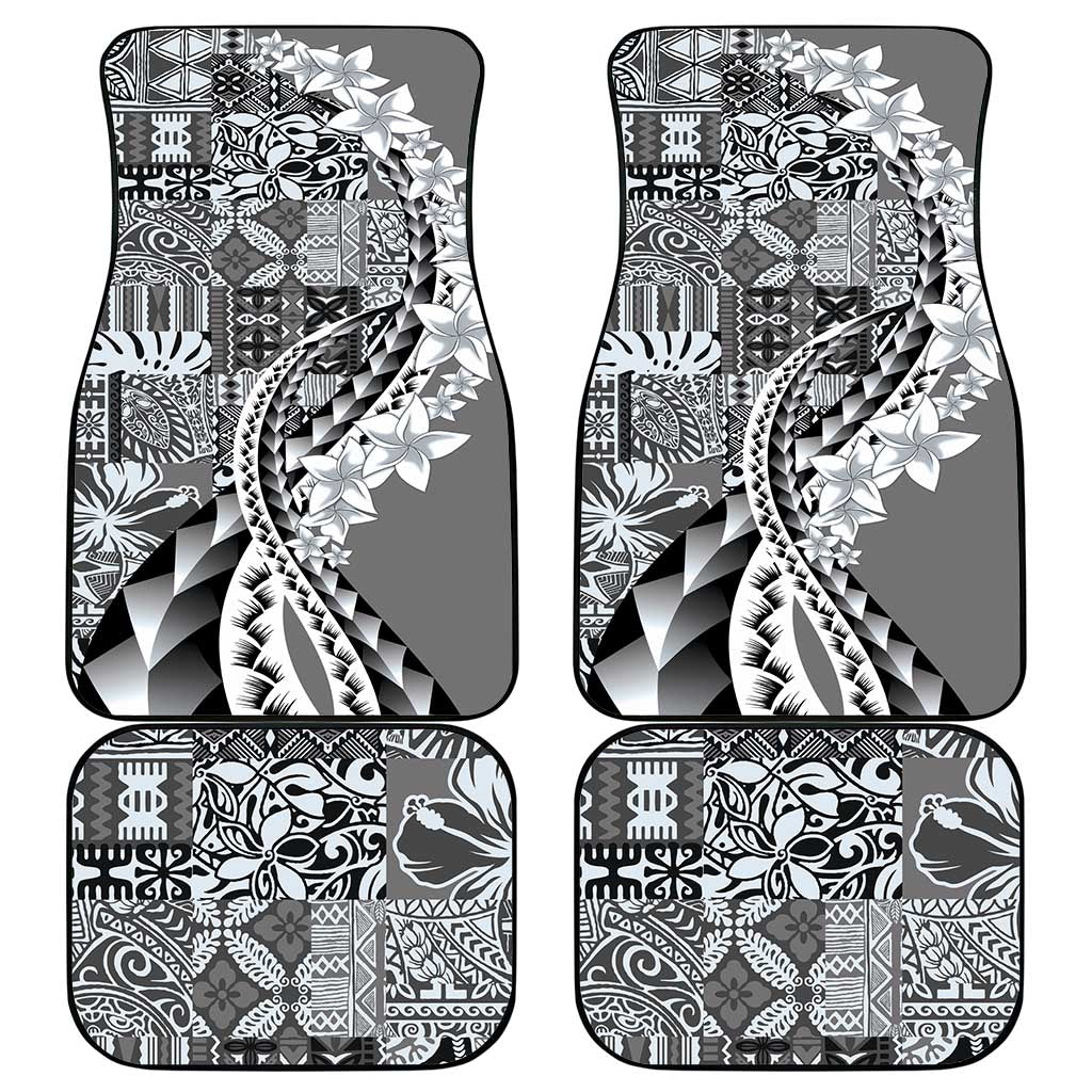 Aloha Vintage Plumeria Hawaiian Tapa Pattern Car Mats Gray Hawaiian Tapa Pattern - Polynesian Pride