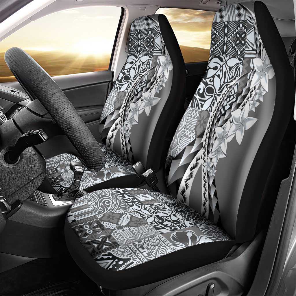 Aloha Vintage Plumeria Hawaiian Tapa Pattern Car Seat Cover Gray Hawaiian Tapa Pattern - Polynesian Pride
