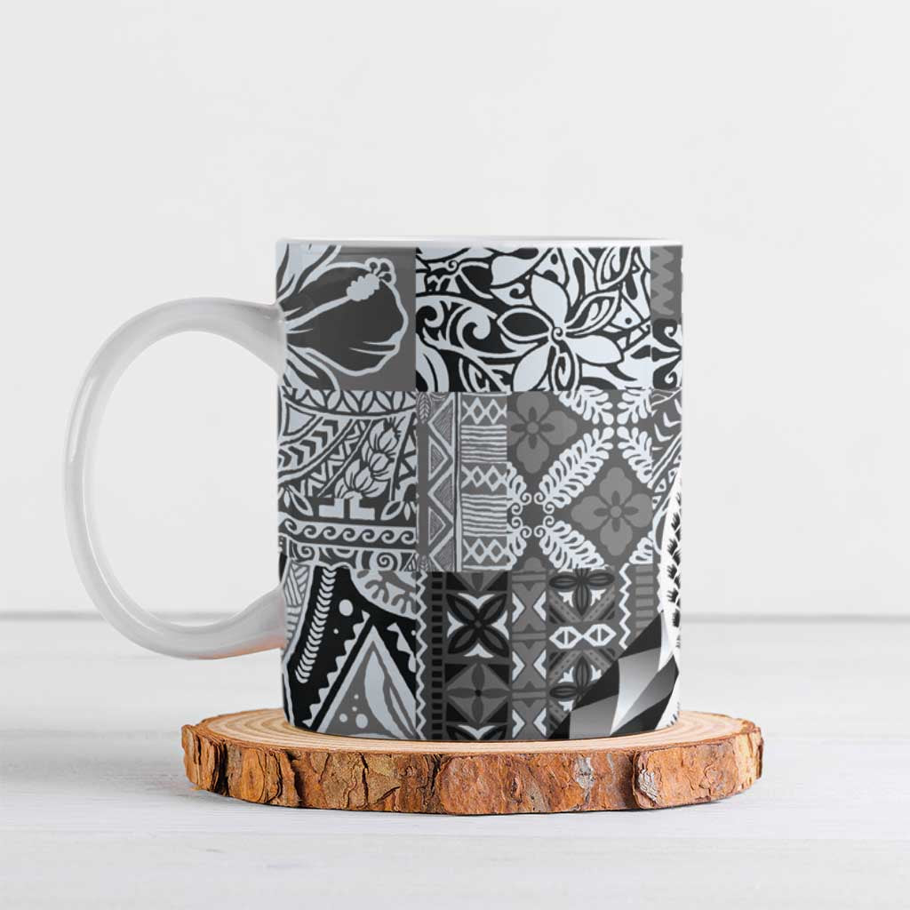 Aloha Vintage Plumeria Hawaiian Tapa Pattern Ceramic Mug Gray Hawaiian Tapa Pattern LT9 Gray - Polynesian Pride
