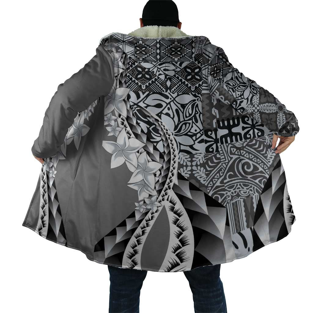 Aloha Vintage Plumeria Hawaiian Tapa Pattern Cloak Gray Hawaiian Tapa Pattern - Polynesian Pride