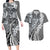 Aloha Vintage Plumeria Hawaiian Tapa Pattern Couples Matching Long Sleeve Bodycon Dress and Hawaiian Shirt Gray Hawaiian Tapa Pattern - Polynesian Pride