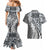 Aloha Vintage Plumeria Hawaiian Tapa Pattern Couples Matching Mermaid Dress and Hawaiian Shirt Gray Hawaiian Tapa Pattern - Polynesian Pride
