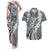 Aloha Vintage Plumeria Hawaiian Tapa Pattern Couples Matching Tank Maxi Dress and Hawaiian Shirt Gray Hawaiian Tapa Pattern - Polynesian Pride