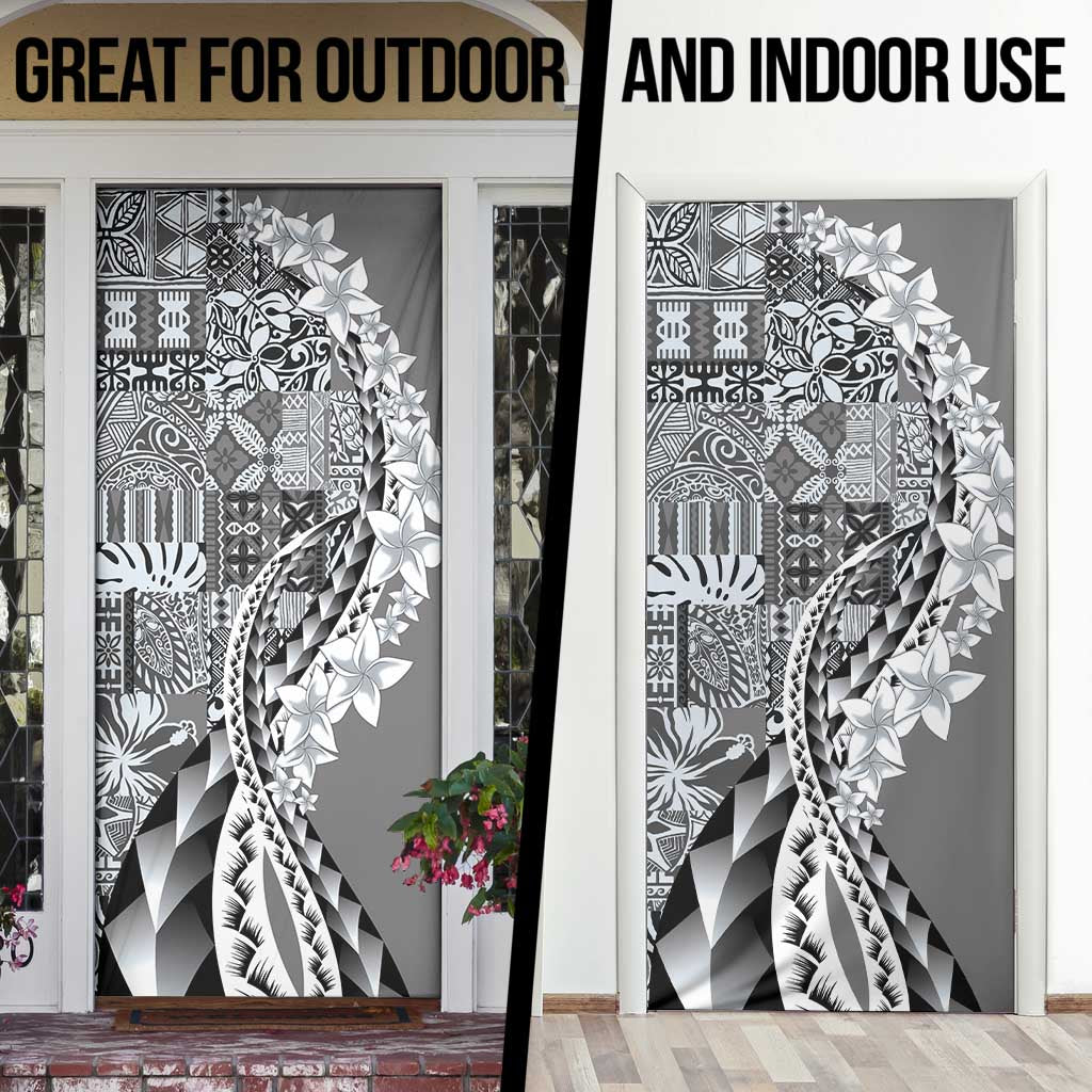 Aloha Vintage Plumeria Hawaiian Tapa Pattern Door Cover Gray Hawaiian Tapa Pattern - Polynesian Pride