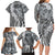 Aloha Vintage Plumeria Hawaiian Tapa Pattern Family Matching Long Sleeve Bodycon Dress and Hawaiian Shirt Gray Hawaiian Tapa Pattern - Polynesian Pride