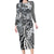 Aloha Vintage Plumeria Hawaiian Tapa Pattern Family Matching Long Sleeve Bodycon Dress and Hawaiian Shirt Gray Hawaiian Tapa Pattern - Polynesian Pride