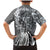 Aloha Vintage Plumeria Hawaiian Tapa Pattern Family Matching Mermaid Dress and Hawaiian Shirt Gray Hawaiian Tapa Pattern - Polynesian Pride