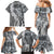 Aloha Vintage Plumeria Hawaiian Tapa Pattern Family Matching Mermaid Dress and Hawaiian Shirt Gray Hawaiian Tapa Pattern - Polynesian Pride