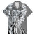 Aloha Vintage Plumeria Hawaiian Tapa Pattern Family Matching Mermaid Dress and Hawaiian Shirt Gray Hawaiian Tapa Pattern - Polynesian Pride