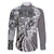 Aloha Vintage Plumeria Hawaiian Tapa Pattern Family Matching Mermaid Dress and Hawaiian Shirt Gray Hawaiian Tapa Pattern - Polynesian Pride