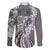 Aloha Vintage Plumeria Hawaiian Tapa Pattern Family Matching Off The Shoulder Long Sleeve Dress and Hawaiian Shirt Gray Hawaiian Tapa Pattern - Polynesian Pride