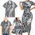 Aloha Vintage Plumeria Hawaiian Tapa Pattern Family Matching Short Sleeve Bodycon Dress and Hawaiian Shirt Gray Hawaiian Tapa Pattern - Polynesian Pride
