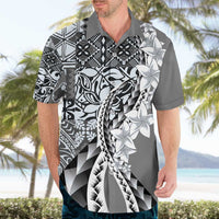 Aloha Vintage Plumeria Hawaiian Tapa Pattern Hawaiian Shirt Gray Hawaiian Tapa Pattern - Polynesian Pride