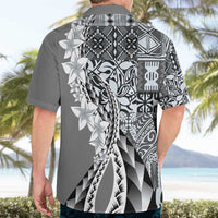 Aloha Vintage Plumeria Hawaiian Tapa Pattern Hawaiian Shirt Gray Hawaiian Tapa Pattern - Polynesian Pride