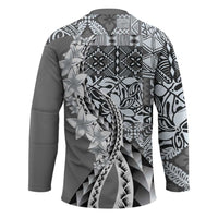 Aloha Vintage Plumeria Hawaiian Tapa Pattern Hockey Jersey Gray Hawaiian Tapa Pattern LT9 - Polynesian Pride