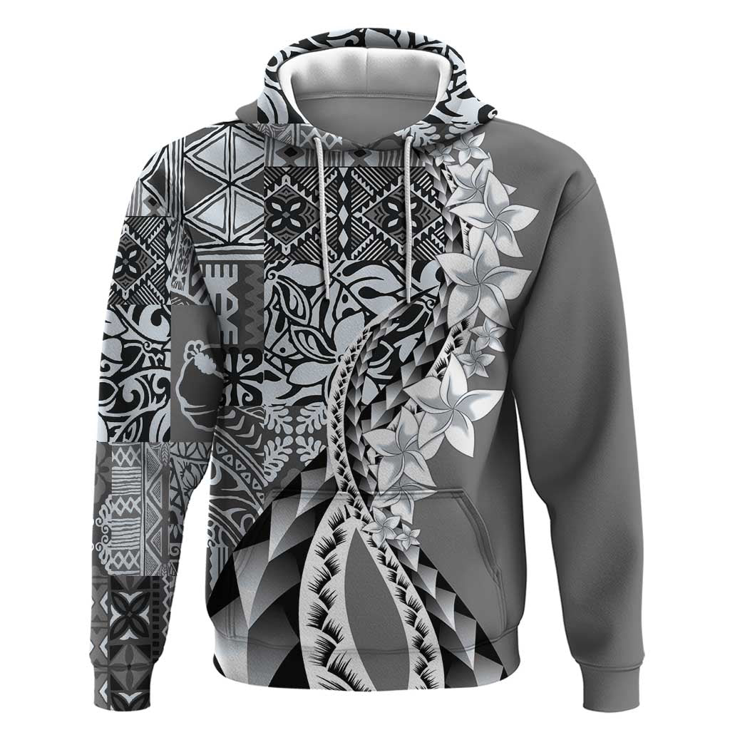Aloha Vintage Plumeria Hawaiian Tapa Pattern Hoodie Gray Hawaiian Tapa Pattern - Polynesian Pride