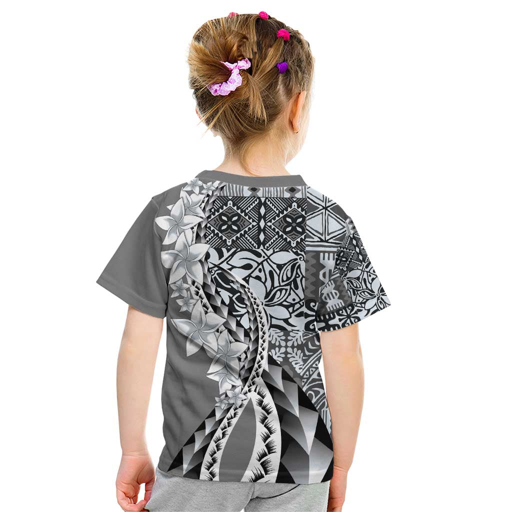 Aloha Vintage Plumeria Hawaiian Tapa Pattern Kid T Shirt Gray Hawaiian Tapa Pattern - Polynesian Pride