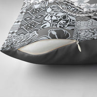 Aloha Vintage Plumeria Hawaiian Tapa Pattern Pillow Cover Gray Hawaiian Tapa Pattern - Polynesian Pride
