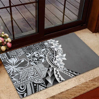 Aloha Vintage Plumeria Hawaiian Tapa Pattern Rubber Doormat Gray Hawaiian Tapa Pattern LT9 - Polynesian Pride