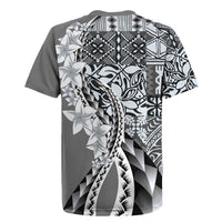 Aloha Vintage Plumeria Hawaiian Tapa Pattern Rugby Jersey Gray Hawaiian Tapa Pattern LT9 - Polynesian Pride
