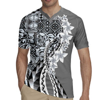 Aloha Vintage Plumeria Hawaiian Tapa Pattern Rugby Jersey Gray Hawaiian Tapa Pattern LT9 - Polynesian Pride