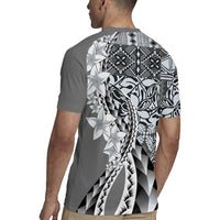 Aloha Vintage Plumeria Hawaiian Tapa Pattern Rugby Jersey Gray Hawaiian Tapa Pattern LT9 - Polynesian Pride