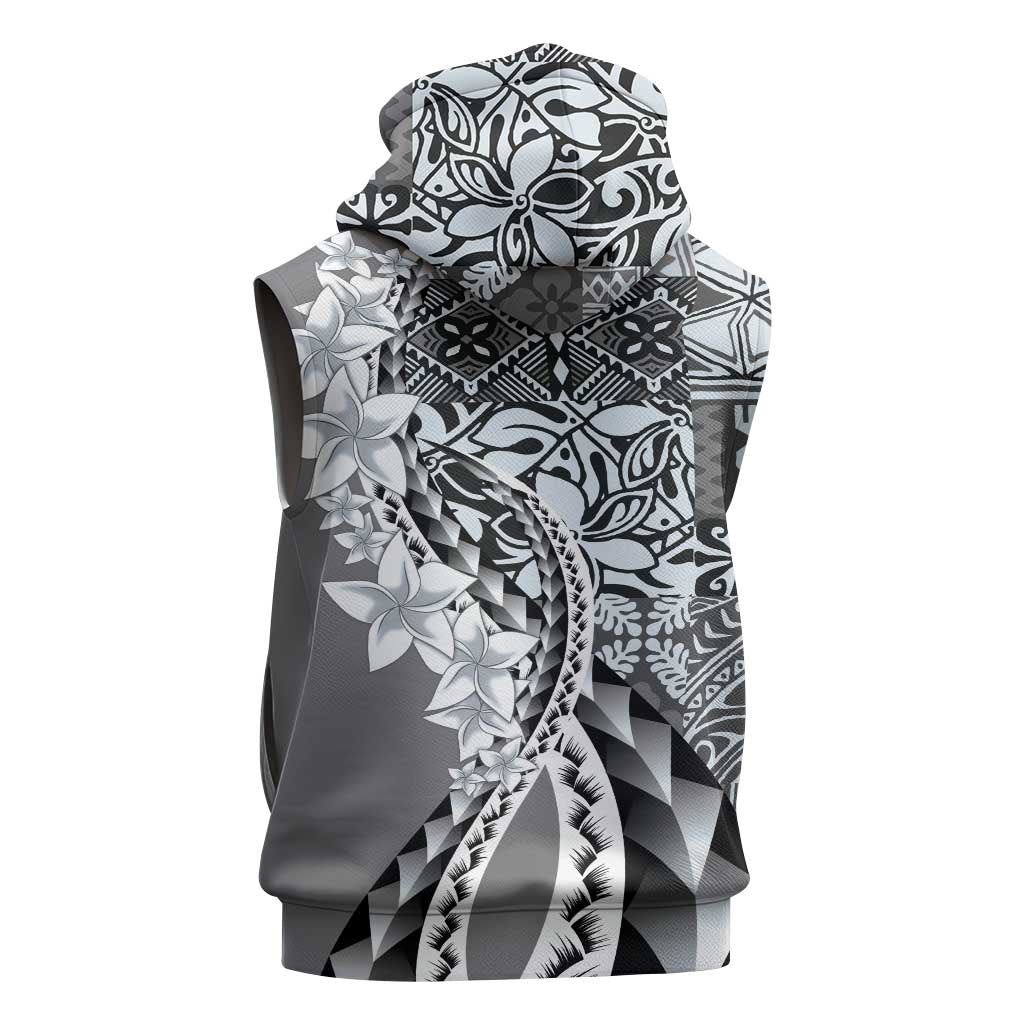 Aloha Vintage Plumeria Hawaiian Tapa Pattern Sleeveless Hoodie Gray Hawaiian Tapa Pattern LT9 - Polynesian Pride