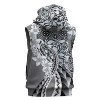 Aloha Vintage Plumeria Hawaiian Tapa Pattern Sleeveless Hoodie Gray Hawaiian Tapa Pattern LT9 - Polynesian Pride