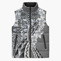 Aloha Vintage Plumeria Hawaiian Tapa Pattern Sleeveless Puffer Jacket Gray Hawaiian Tapa Pattern LT9 Unisex Gray - Polynesian Pride