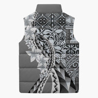 Aloha Vintage Plumeria Hawaiian Tapa Pattern Sleeveless Puffer Jacket Gray Hawaiian Tapa Pattern LT9 - Polynesian Pride