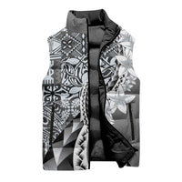 Aloha Vintage Plumeria Hawaiian Tapa Pattern Sleeveless Puffer Jacket Gray Hawaiian Tapa Pattern LT9 - Polynesian Pride