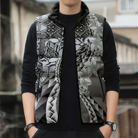 Aloha Vintage Plumeria Hawaiian Tapa Pattern Sleeveless Puffer Jacket Gray Hawaiian Tapa Pattern LT9 - Polynesian Pride