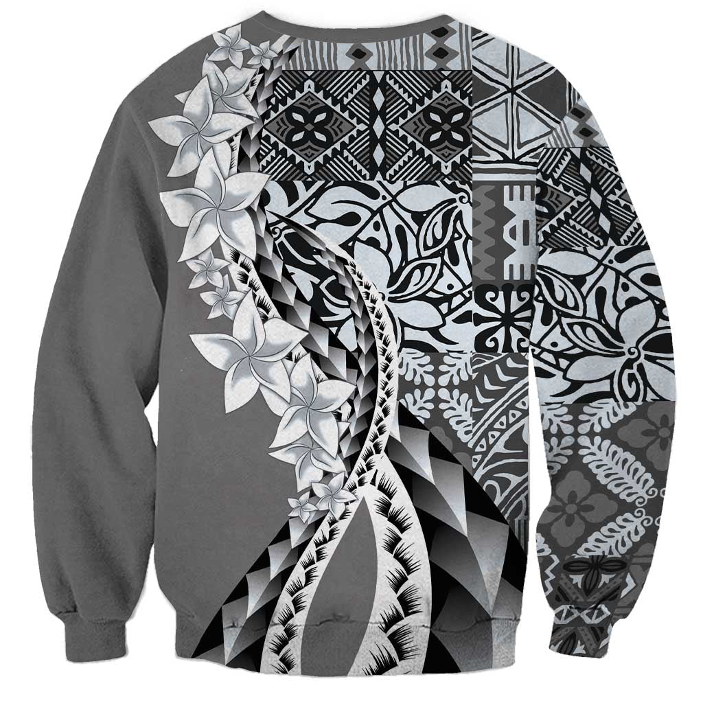 Aloha Vintage Plumeria Hawaiian Tapa Pattern Sweatshirt Gray Hawaiian Tapa Pattern LT9 - Polynesian Pride