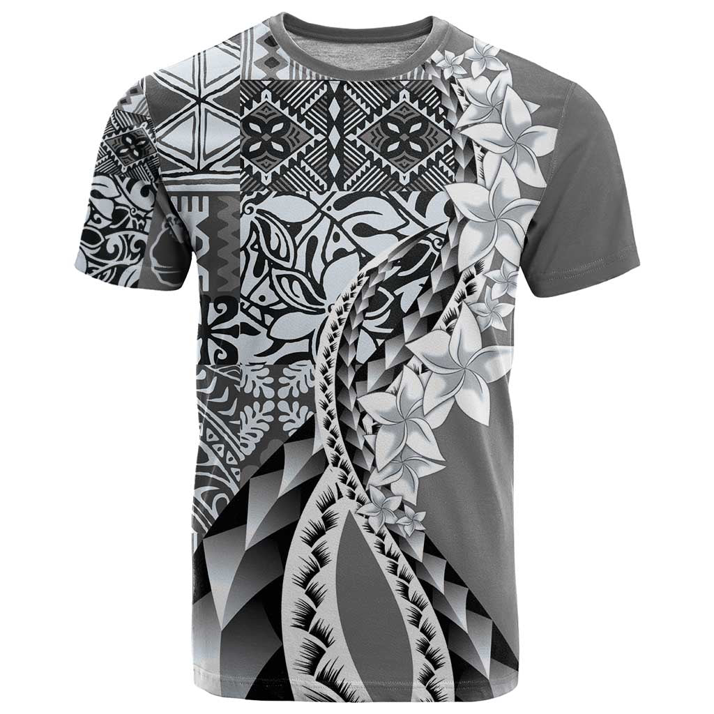 Aloha Vintage Plumeria Hawaiian Tapa Pattern T Shirt Gray Hawaiian Tapa Pattern - Polynesian Pride