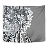Aloha Vintage Plumeria Hawaiian Tapa Pattern Tapestry Gray Hawaiian Tapa Pattern - Polynesian Pride