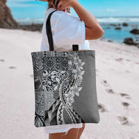 Aloha Vintage Plumeria Hawaiian Tapa Pattern Tote Bag Gray Hawaiian Tapa Pattern - Polynesian Pride