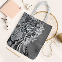 Aloha Vintage Plumeria Hawaiian Tapa Pattern Tote Bag Gray Hawaiian Tapa Pattern - Polynesian Pride