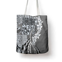 Aloha Vintage Plumeria Hawaiian Tapa Pattern Tote Bag Gray Hawaiian Tapa Pattern - Polynesian Pride