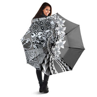 Aloha Vintage Plumeria Hawaiian Tapa Pattern Umbrella Gray Hawaiian Tapa Pattern - Polynesian Pride