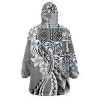 Aloha Vintage Plumeria Hawaiian Tapa Pattern Wearable Blanket Hoodie Gray Hawaiian Tapa Pattern LT9 - Polynesian Pride