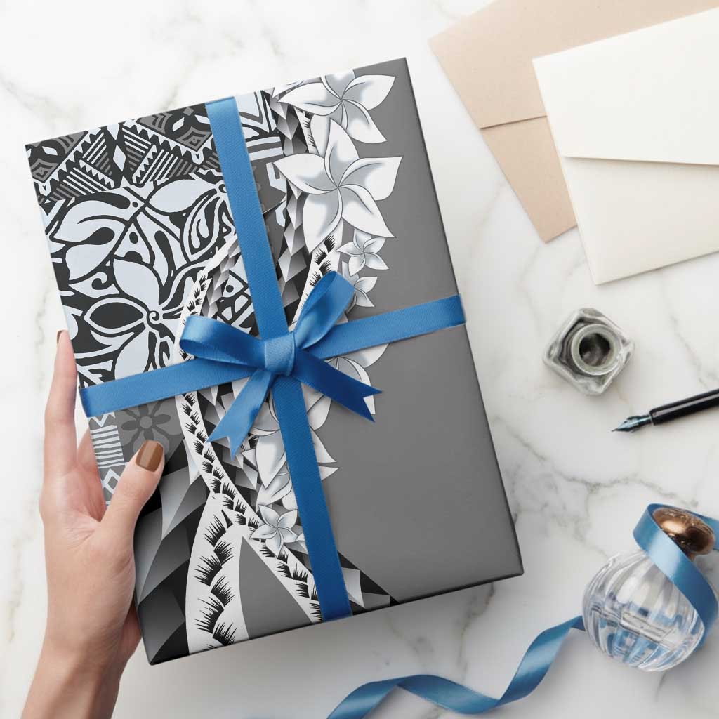 Aloha Vintage Plumeria Hawaiian Tapa Pattern Wrapping Paper Gray Hawaiian Tapa Pattern - Polynesian Pride