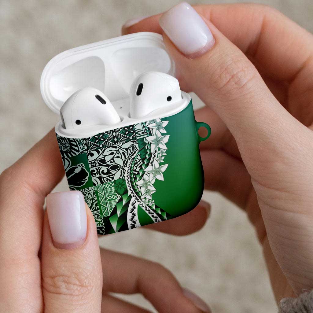 Aloha Vintage Plumeria Hawaiian Tapa Pattern AirPods Case Green Hawaiian Tapa Pattern LT9 - Polynesian Pride