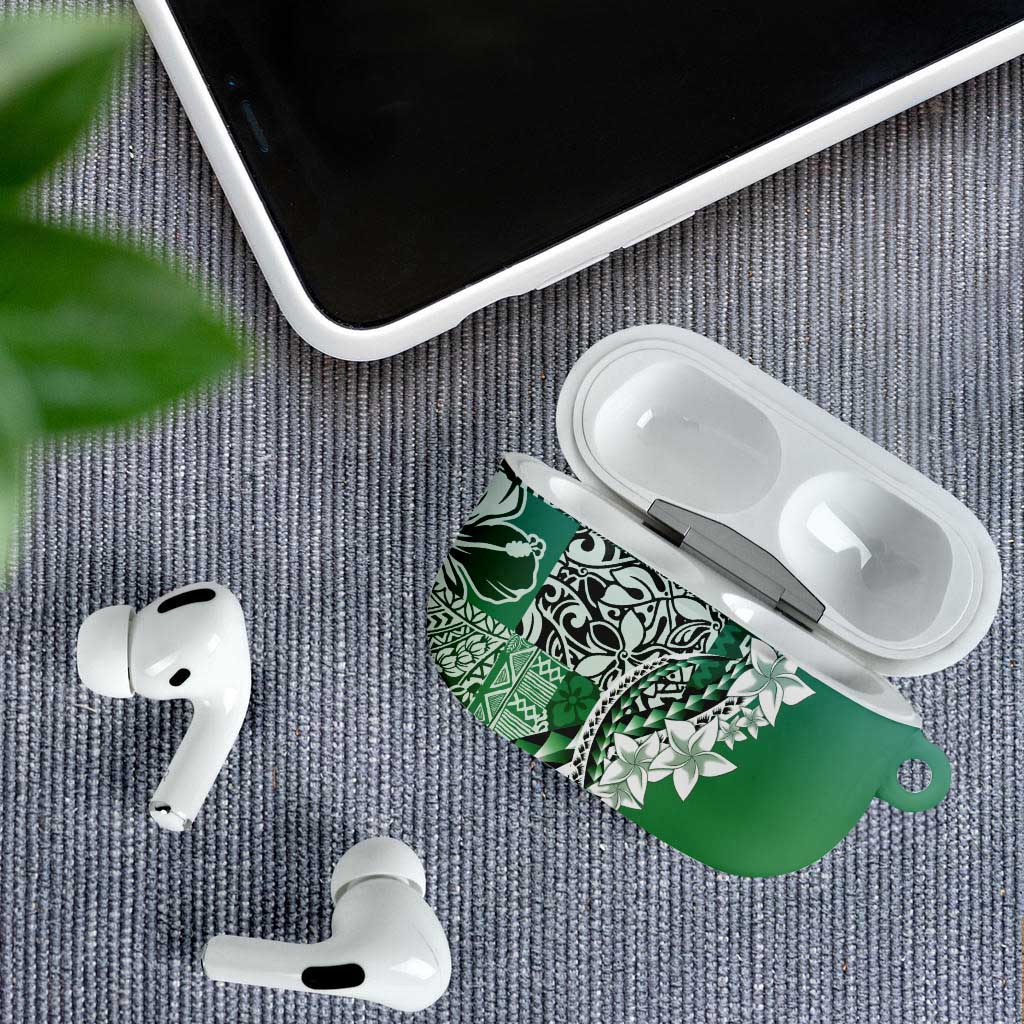 Aloha Vintage Plumeria Hawaiian Tapa Pattern AirPods Case Green Hawaiian Tapa Pattern LT9 - Polynesian Pride