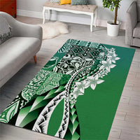 Aloha Vintage Plumeria Hawaiian Tapa Pattern Area Rug Green Hawaiian Tapa Pattern - Polynesian Pride