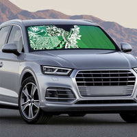 Aloha Vintage Plumeria Hawaiian Tapa Pattern Auto Sun Shade Green Hawaiian Tapa Pattern - Polynesian Pride