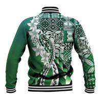 Aloha Vintage Plumeria Hawaiian Tapa Pattern Baseball Jacket Green Hawaiian Tapa Pattern LT9 - Polynesian Pride