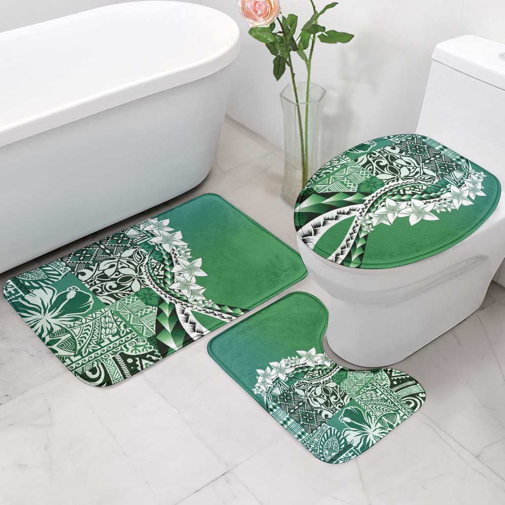 Aloha Vintage Plumeria Hawaiian Tapa Pattern Bathroom Set Green Hawaiian Tapa Pattern - Polynesian Pride