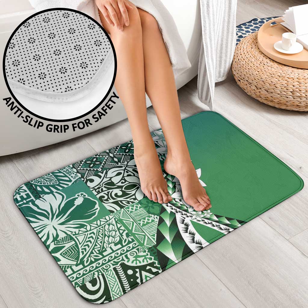 Aloha Vintage Plumeria Hawaiian Tapa Pattern Bathroom Set Green Hawaiian Tapa Pattern - Polynesian Pride