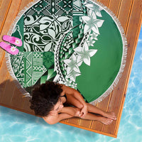 Aloha Vintage Plumeria Hawaiian Tapa Pattern Beach Blanket Green Hawaiian Tapa Pattern LT9 - Polynesian Pride